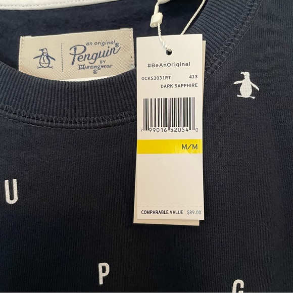 Original Penguin Navy Blue Penguin Print Crewneck Sweatshirt Men’s Medium NWT - Picture 3 of 4